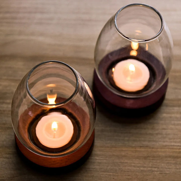Porte-bougie en verre | Design rétro | Protégé du vent & creux | Pour mariage, fête & table à manger