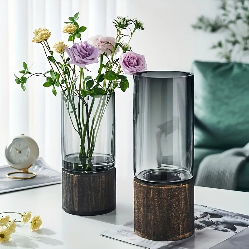 Vase en verre VetroLuxe | Design Rétro | Fait à la main & Élégant | Pour fleurs & Décoration de table