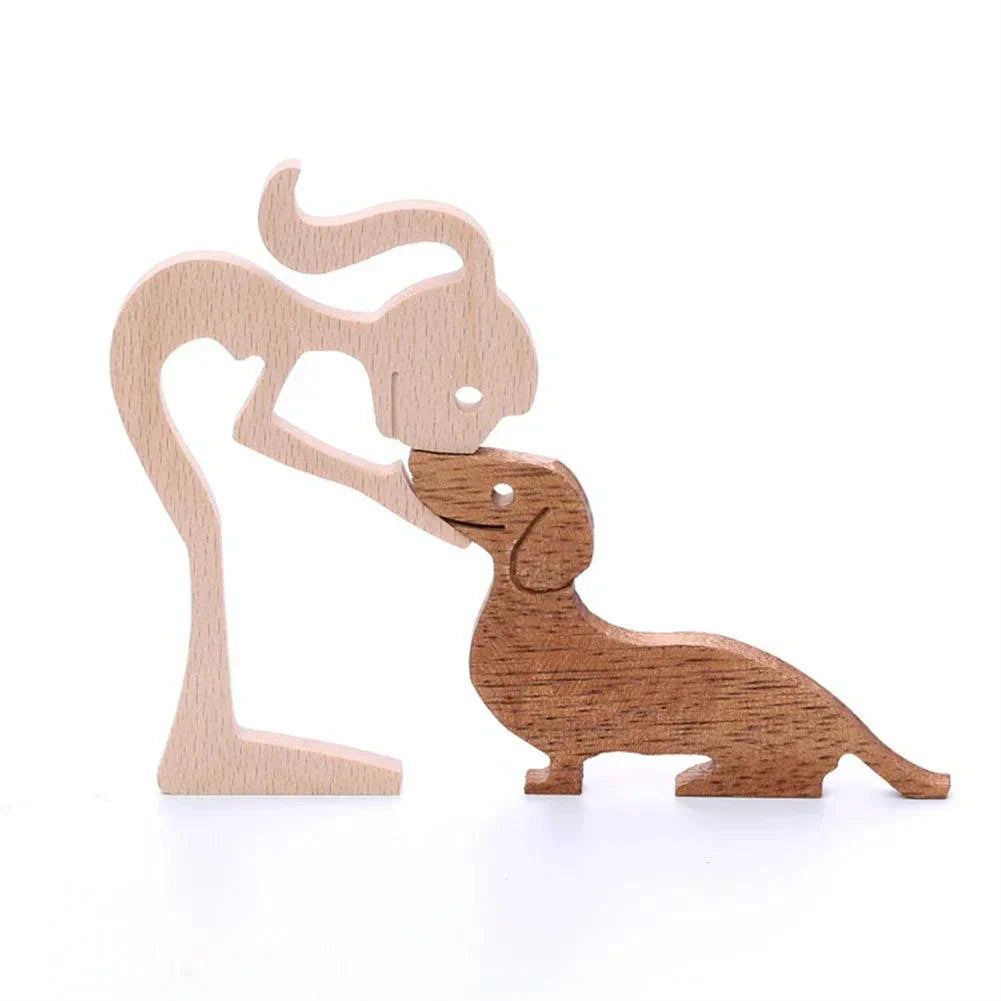 WoodyPaws | Figurine en bois Famille de chiens | Sculptée à la main | Décoration chaleureuse & idée cadeau