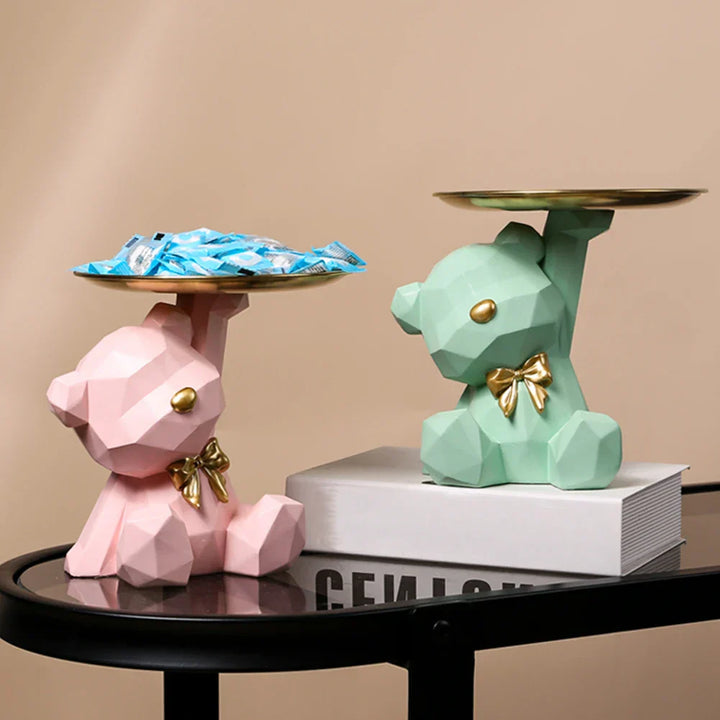 GeoBear | Figurine de rangement ours | Design géométrique en résine | Décoration & rangement pour bonbons & petits objets | 17,5×13 cm