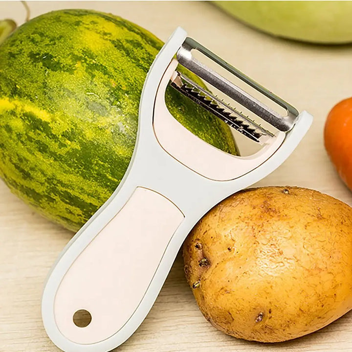 Éplucheur 2-en-1 Skandora PeelCut pour fruits et légumes | Éplucheur en acier inoxydable amovible au style nordique | 14 × 7 cm / 12 × 5,5 cm