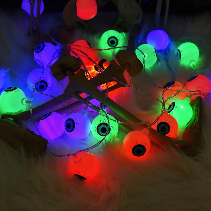Guirlande LED Halloween CreepyEyes | 20 LED Globes Oculaires | Pour Maison, Jardin & Fête