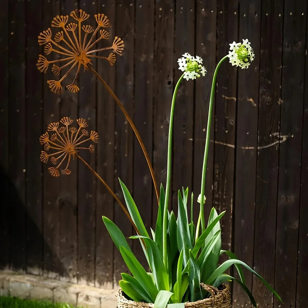 Florandis Pièce de jardin en métal en forme de fleur | Tige décorative pour balcon, parterre et pot de fleurs | Résistante aux intempéries et riche en détails