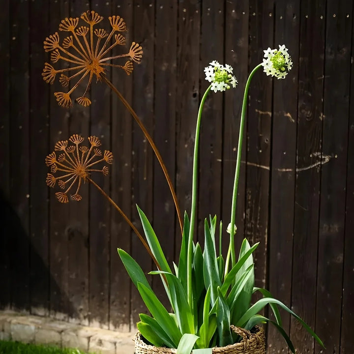 Florandis Pièce de jardin en métal en forme de fleur | Tige décorative pour balcon, parterre et pot de fleurs | Résistante aux intempéries et riche en détails