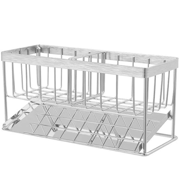 SteelNest | Organisateur d'évier en acier inoxydable | Support pour éponges et savon avec plateau d'égouttage | 21×8,2×10 cm