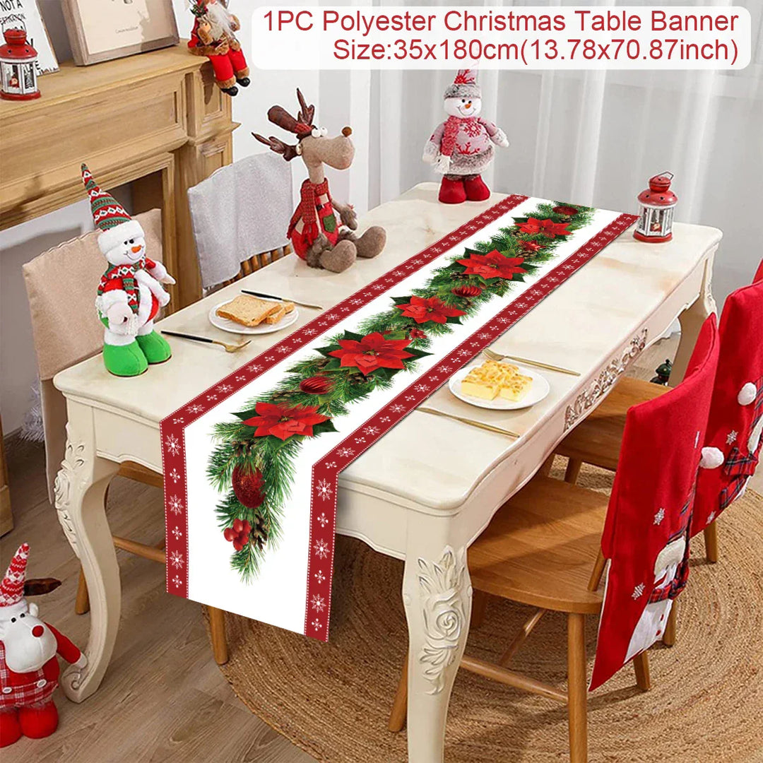 Nappe de Noël | 180×35 cm | Polyester | Décoration de table festive 2025