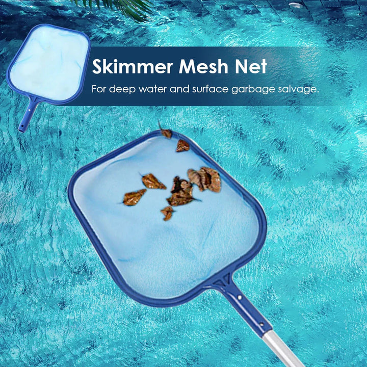 AquaSift Écope de piscine avec tige télescopique | Écope à feuilles pour piscine & étang | Maille robuste | Nettoyage pour piscine & spa