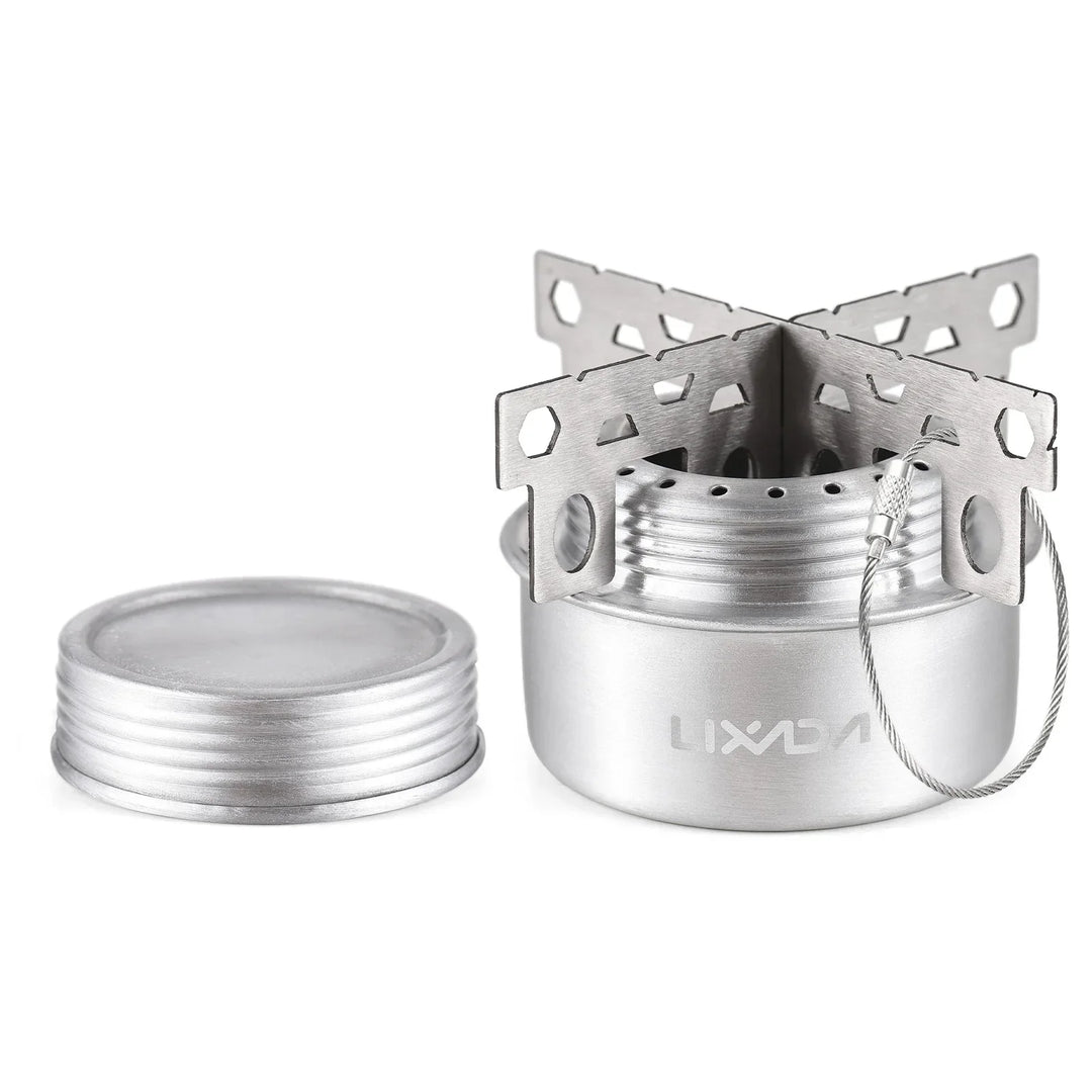 FlammigoGear Réchaud à alcool Mini | Ultra léger & Portable | Avec couvercle & support croisé | Pour camping & plein air