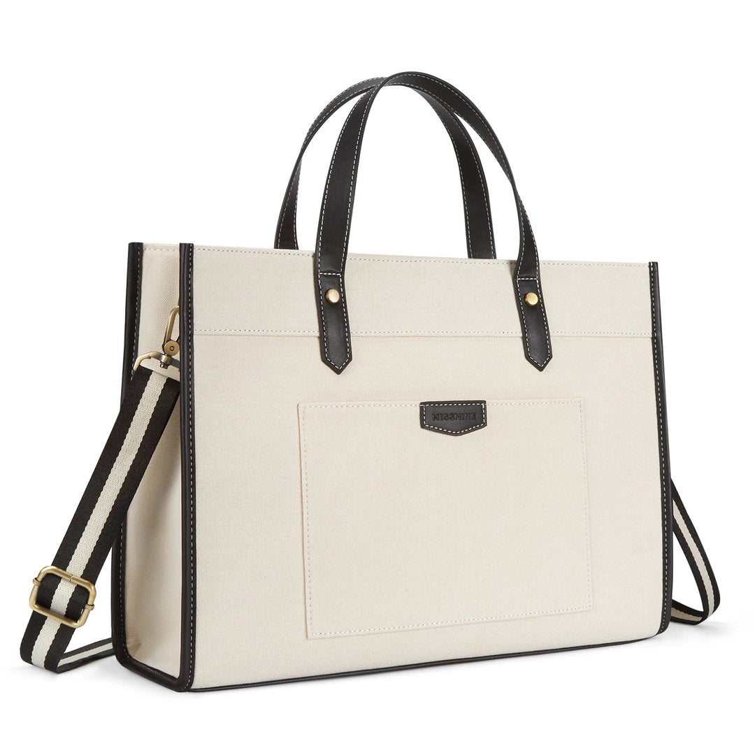 Sac à dos en toile Tascana pour ordinateurs portables femmes 15,6 pouces | Grand sac à bandoulière avec compartiments pour bureau, université et voyages | Sac à main élégant avec bandoulière et compartiment pour ordinateur portable