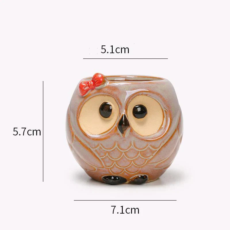Owlivia | Pot de fleurs en céramique Hibou | Pour succulentes et cactus | Décoration & idée cadeau