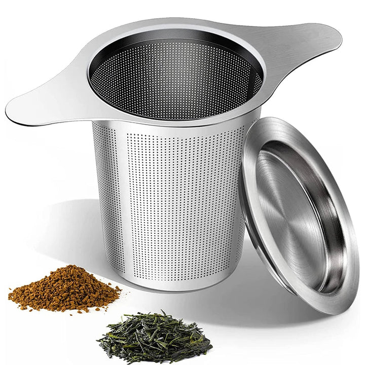 Infuseur à thé LeafLuxe en acier inoxydable | Infuseur à mailles extra fines | Avec poignées doubles | Pour thé en vrac