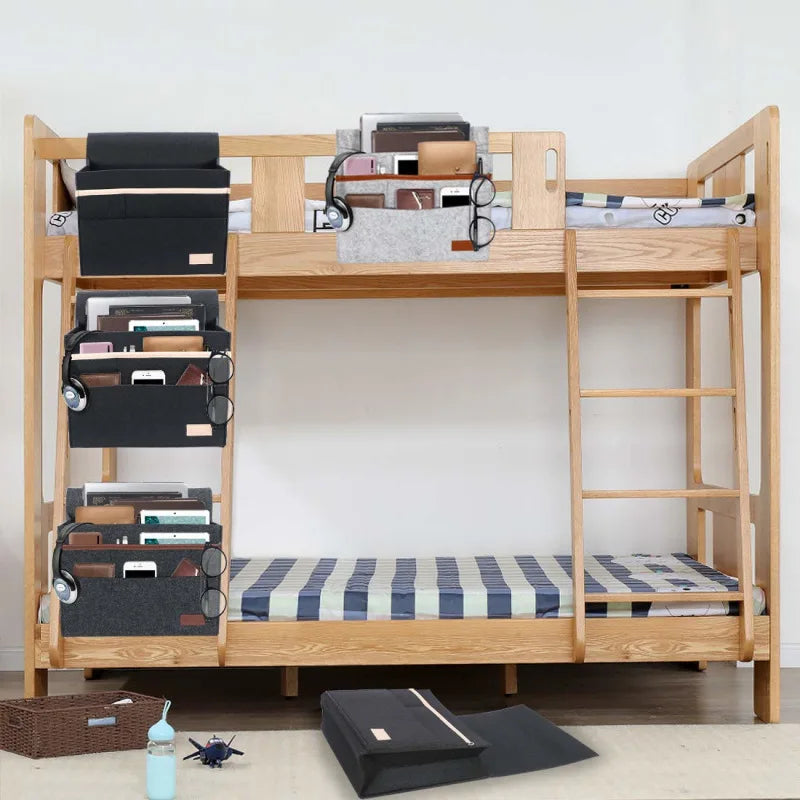 OrdiNest Organisateur de Lit en Feutre à Accrocher | Rangement Pratique au Lit ou au Canapé | Pochette Suspendue pour Tablette, Télécommande & Accessoires