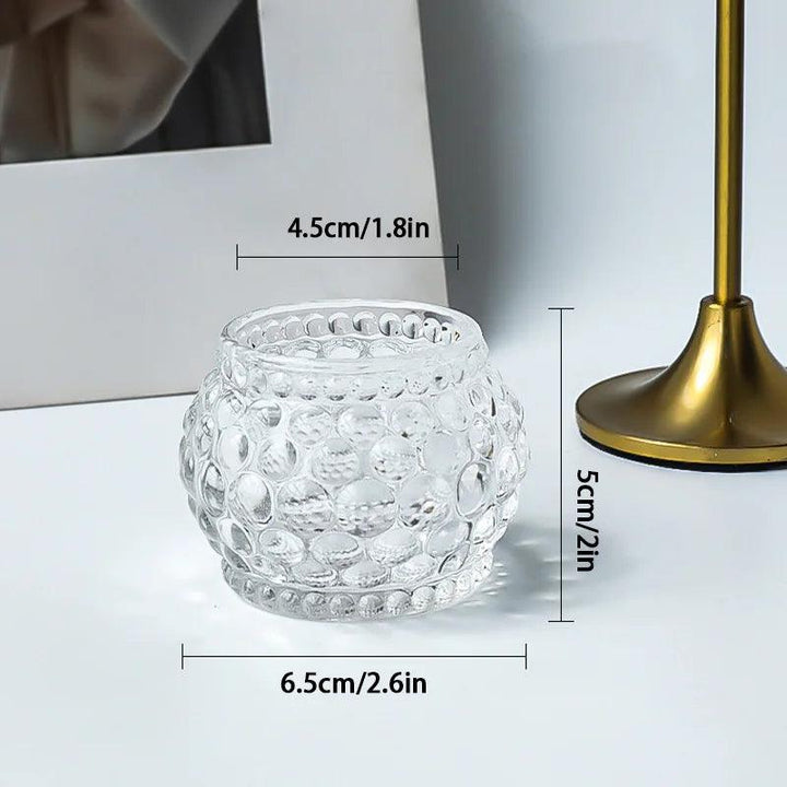 Lucevera Bougeoir en Verre | Structure Ondulée & Design Élégant | 6,5 x 5 cm | Transparent ou Ambre