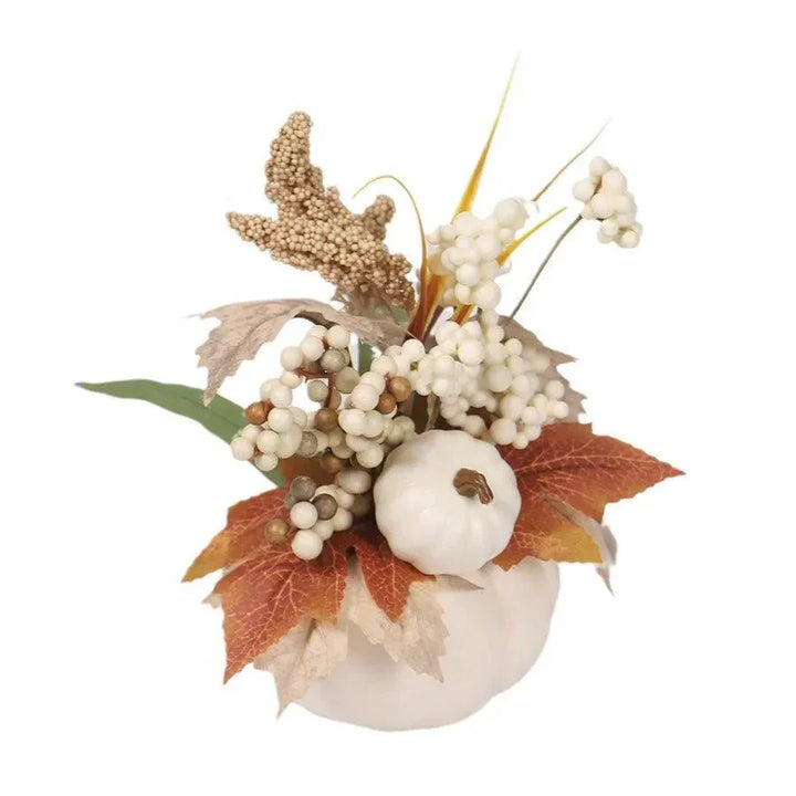 Décoration d'Automne Citrouille | Avec Fleurs Artificielles & Feuilles d'Érable | Décoration de Table Festive