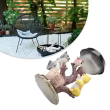 SOLARIA Figurine de Jardin Animaux | Statue Décorative Solaire en Résine | Avec Pot de Fleurs & Lumière LED | 12 × 6 × 6 cm