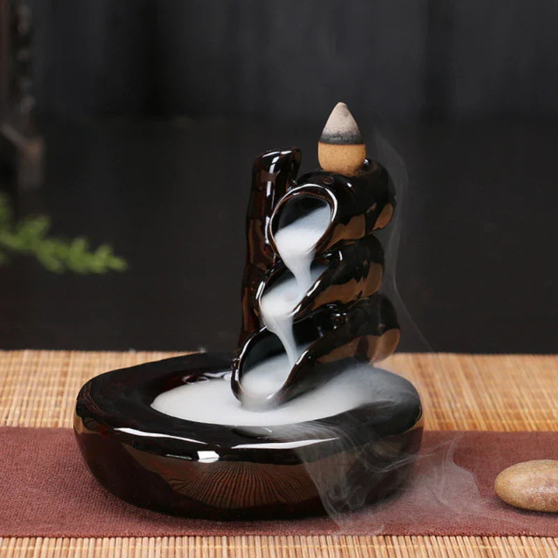 RauchHarmonie  Fontaine à encens à reflux | Céramique | Décoration Zen | Méditation & Yoga | Fait main