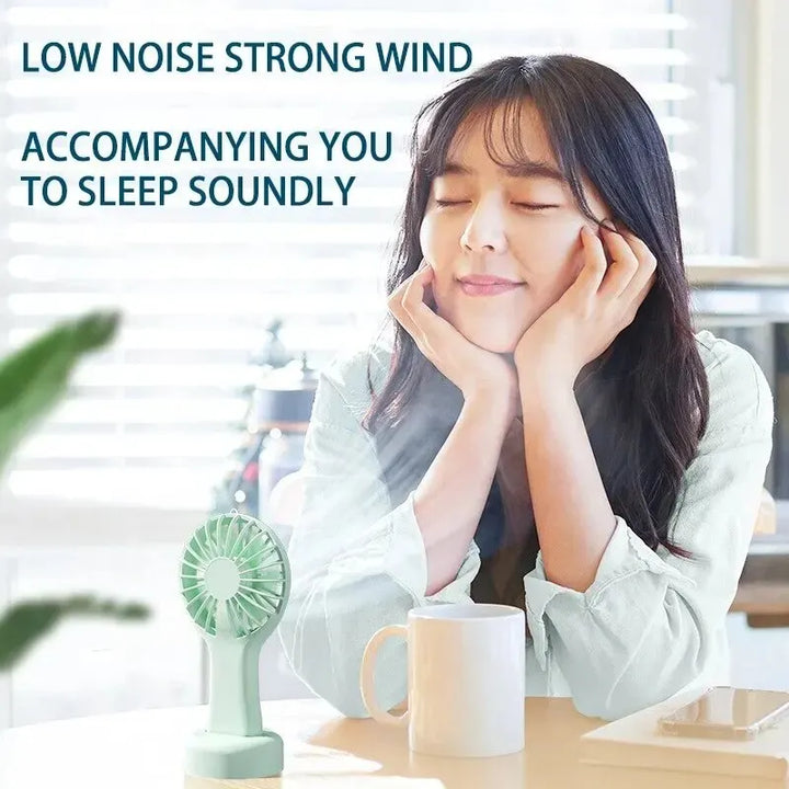Mini-Ventilateur USB BREEZIMO | Mode Vent à 3 Niveaux | Portable & Silencieux | Avec Socle & Batterie | 16,5×8,5×2,5 cm