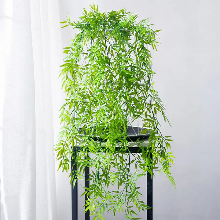 Plante suspendue artificielle | Feuilles de bambou et de saule tropicales | 80–105 cm | Décoration murale et de jardin