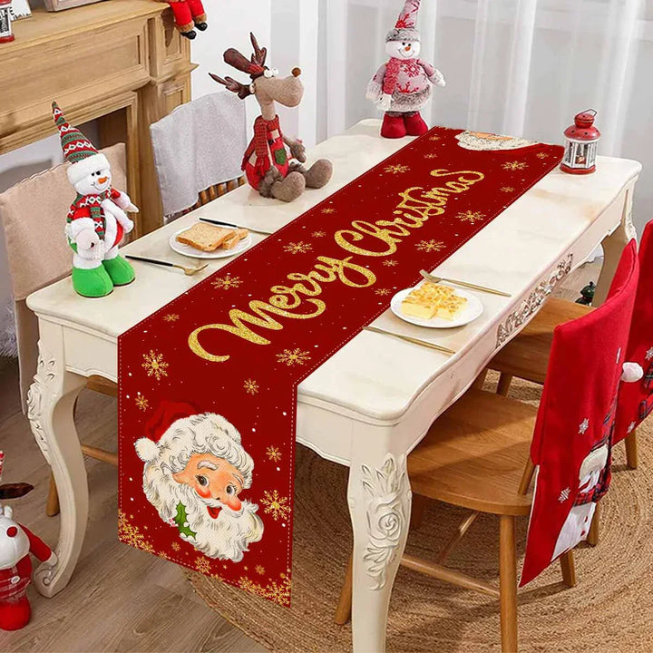 Festivara | Nappe de Noël | Effet lin | Décoration festive pour table à manger & commode | 2025