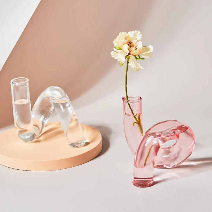 VetroLume | Vase en Verre Fait Main | Verre Borosilicaté Transparent | Vase Décorative Ø12 × H11 cm