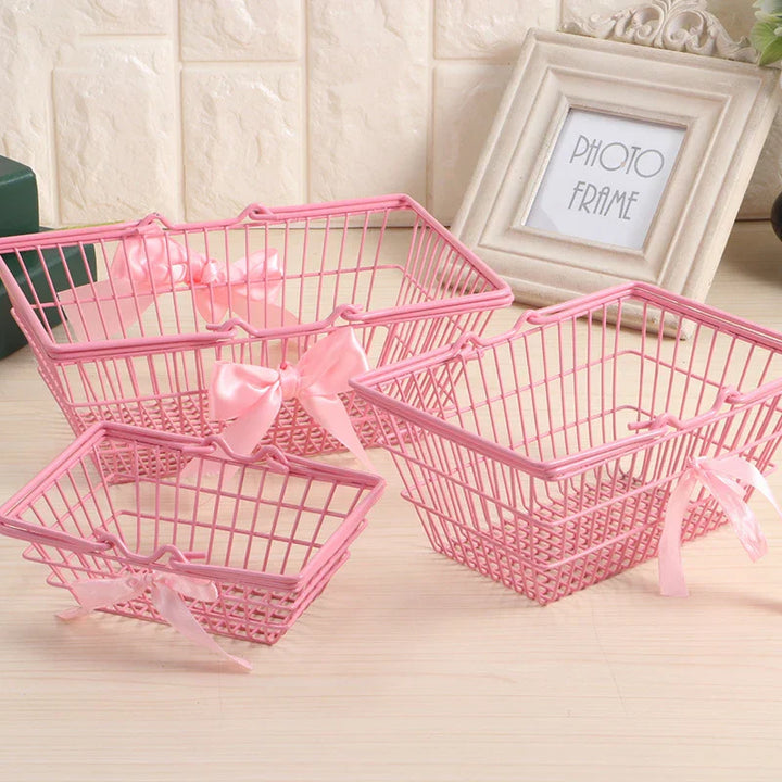 Deko-Métal Panier Roseliné CharmKorb | Panier de rangement en rose | En 3 tailles (S/M/L) | Pour cosmétiques, bureau & chambre d'enfant