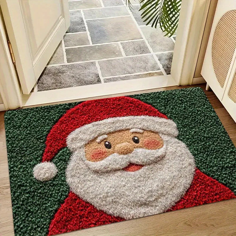 Tapis de Noël HollyStep | Design Père Noël & Pain d'Épices | Antidérapant & Lavable | Pour Intérieur & Extérieur | Édition 2026
