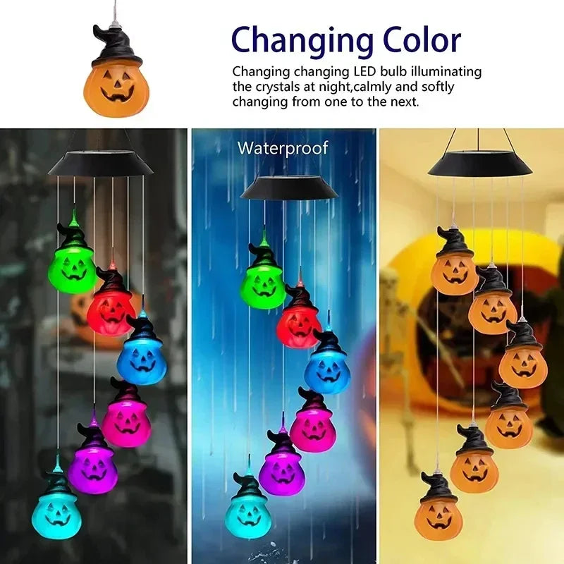 Solar-Windspiel LumiChime | LED à changement de couleur | Résistant aux intempéries & Autonome | Pour jardin, balcon & salon