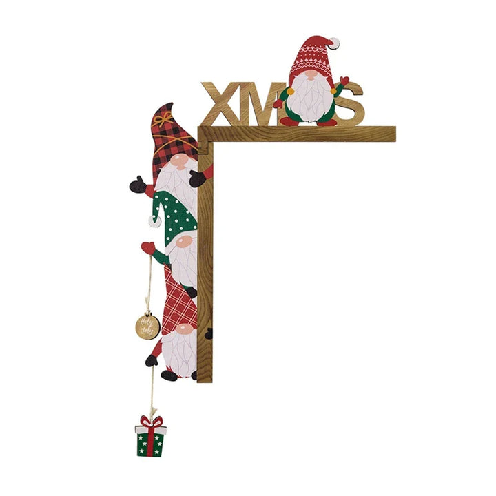 Coin de Noël Décoration SantaCorner | Décoration en Bois pour Portes & Murs | Motif de Noël Amusant avec Lutins & Père Noël | Plaque en Bois 3D