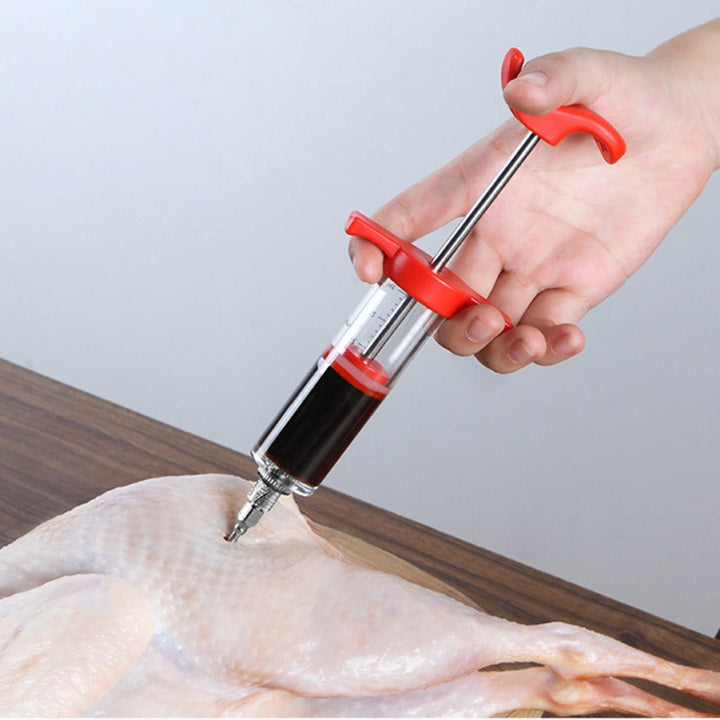 FLAVORYX Pistolet à marinade | Pistolet à viande pour BBQ & rôtisserie | Avec aiguilles en acier inoxydable pour marinades liquides & épicées | 60 ml de volume