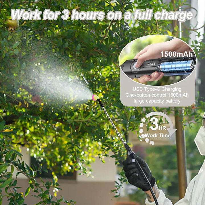 SPRAYMATE Pro Pulvérisateur à batterie | Bouteille pulvérisatrice de 5 L à épaule | Chargement USB & Buse réglable | Pour jardin, nettoyage & désherbage