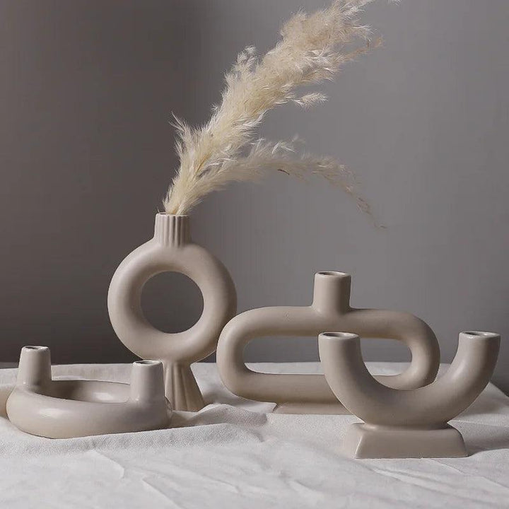 Bougeoir Moderne | Design Scandi | Fer & Verre | Polyvalent comme Vase