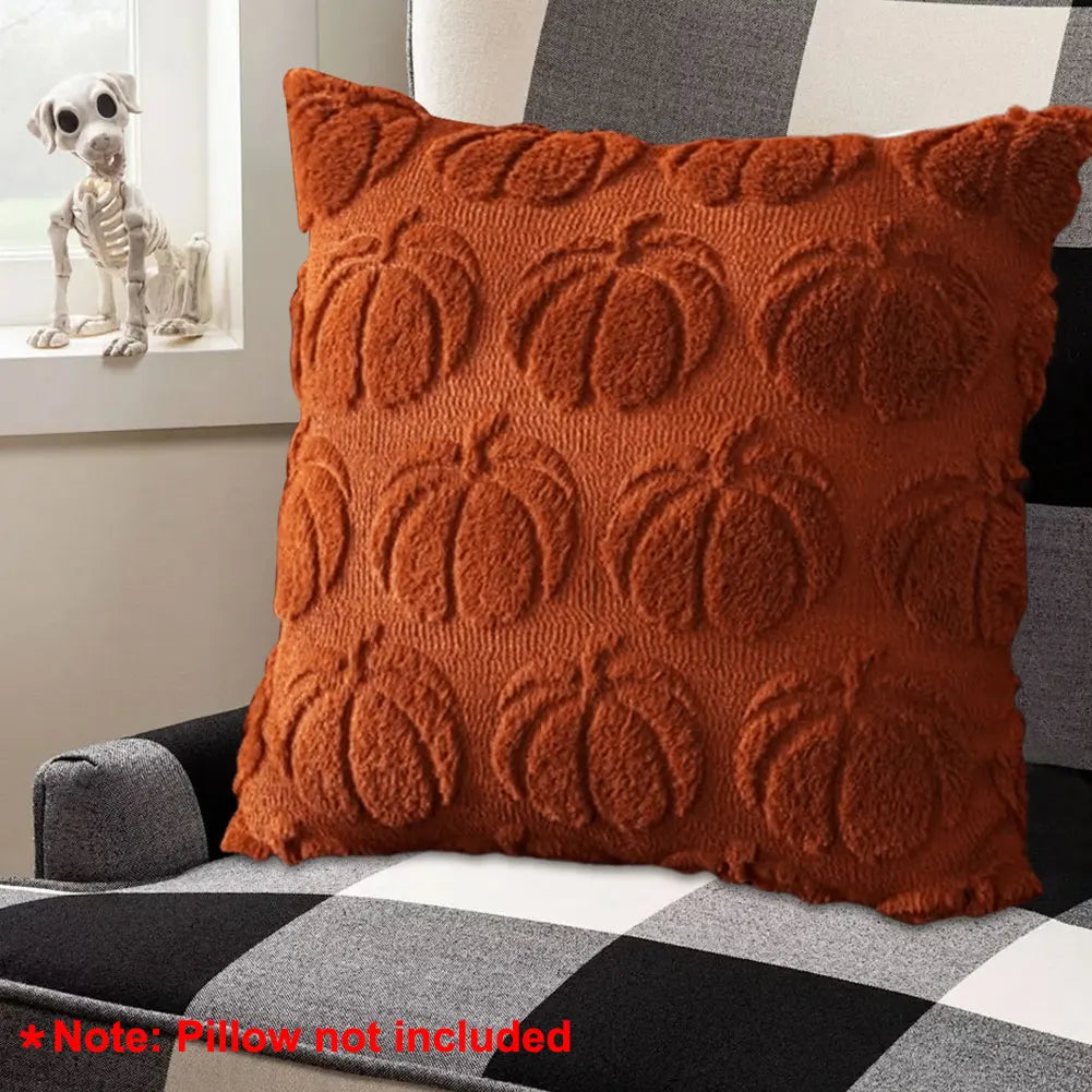Pumpura | Housse de coussin Citrouille d'Automne | 45 × 45 cm | Douce & Pelucheuse | Décoration d'Halloween & d'Automne