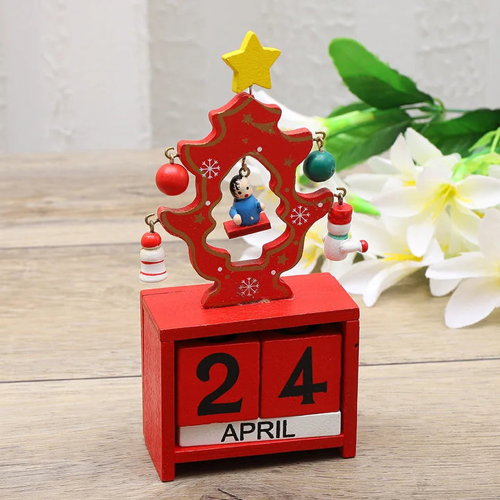 Calendrier de compte à rebours de Noël en bois | Père Noël, renne & bonhomme de neige | Décoration de table artisanale | Édition hivernale limitée