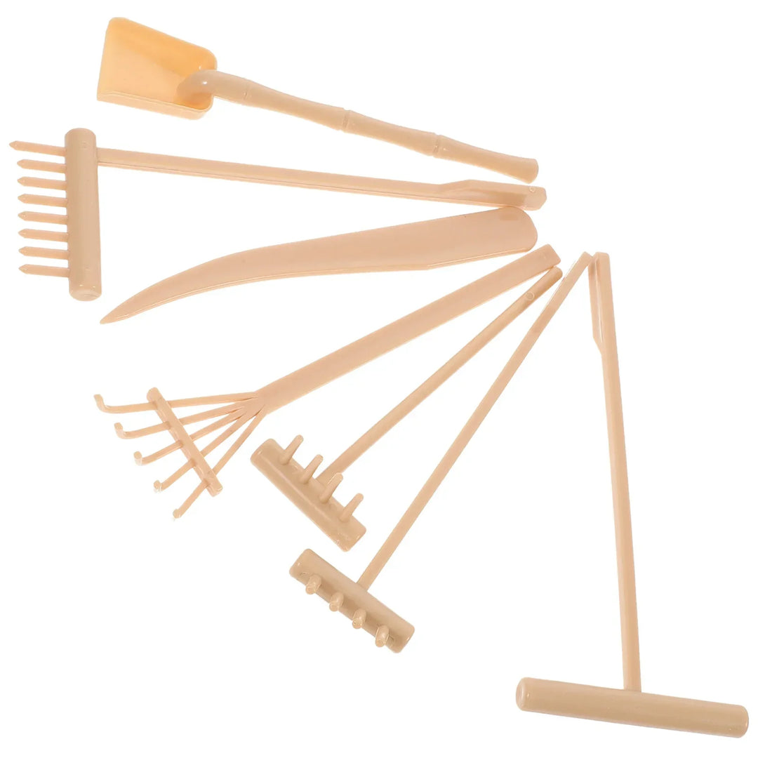 Mini-Jardin Zen Set de Râteaux Sanuko ZenTools | Set de 7 pièces en plastique | Pour jardins de sable, décoration & pleine conscience | 14 × 6,2 × 0,8 cm