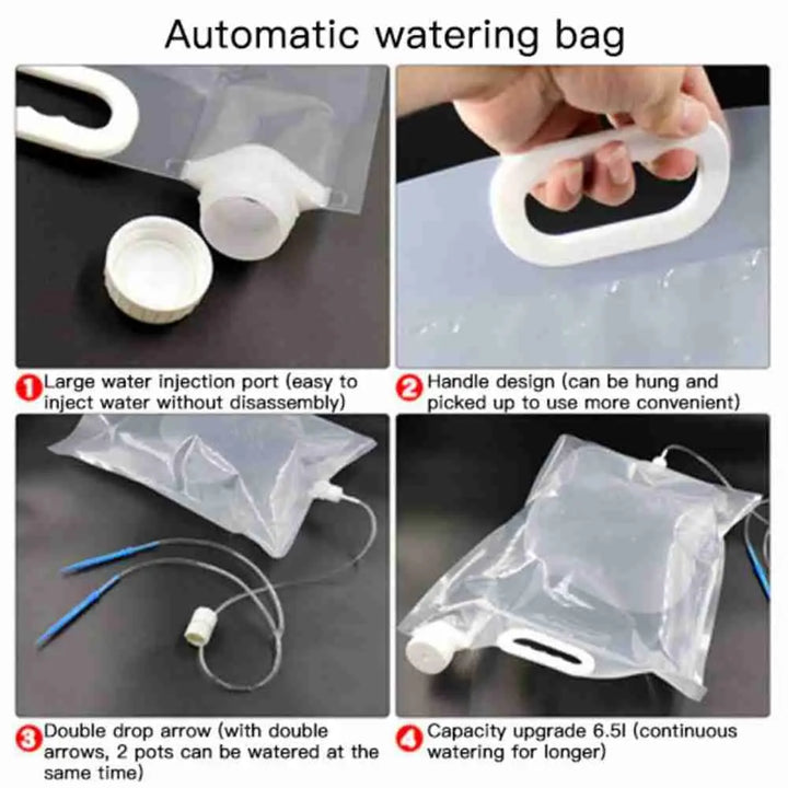 Floriva Sacs d'arrosage pour plantes | Arrosage automatique par goutte à goutte jusqu'à 30 jours | Avec valve et tuyau de 1 m | 2–6,5 L