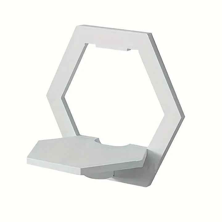 HexaWood Étagère Murale | Design Hexagonal | Bois Blanc | Sans Perçage
