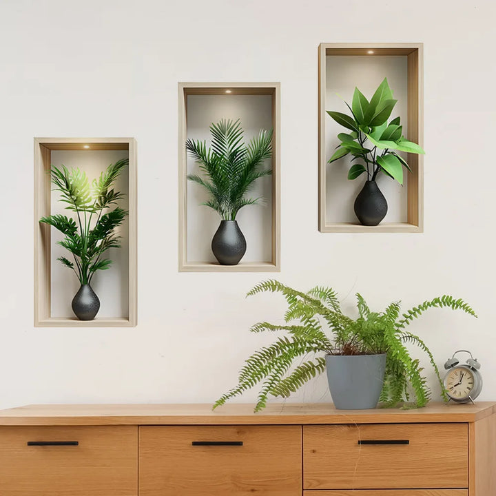 Autocollant mural Verdelis | Motif de plantes d'intérieur | Amovible et réutilisable | Vinyle