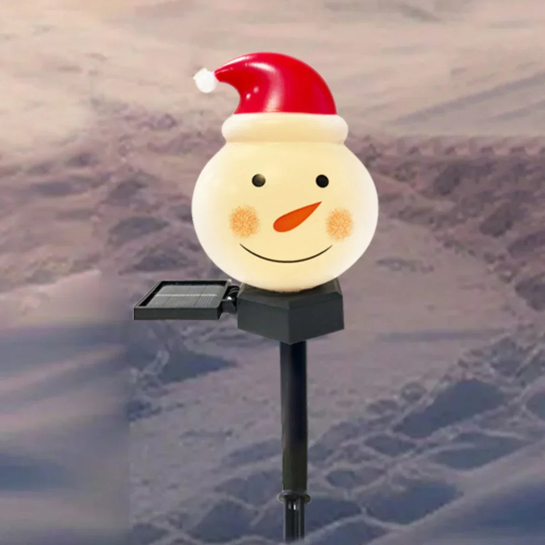 Lampe de jardin solaire | Père Noël & Bonhomme de neige | Lumière d'extérieur LED | Étanche & Extérieur
