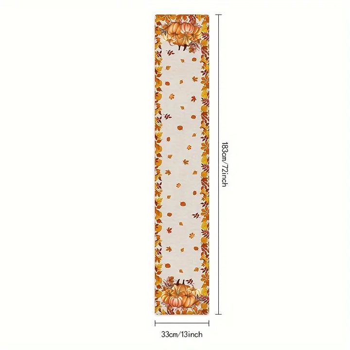 HerbstTafel | Chemin de table en lin avec motif de citrouille et feuille d'érable | 4 tailles | Décoration d'automne et de Thanksgiving