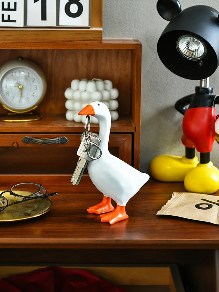 Figurine Deko GooseMag | Porte-clés magnétique en forme de oie | Sculpture en résine & aide à l'organisation