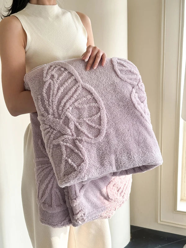 Couverture en Flanelle Fleurière | Design de Papillons 3D | Douce & Chaleureuse | Pour Lit, Canapé & Camping