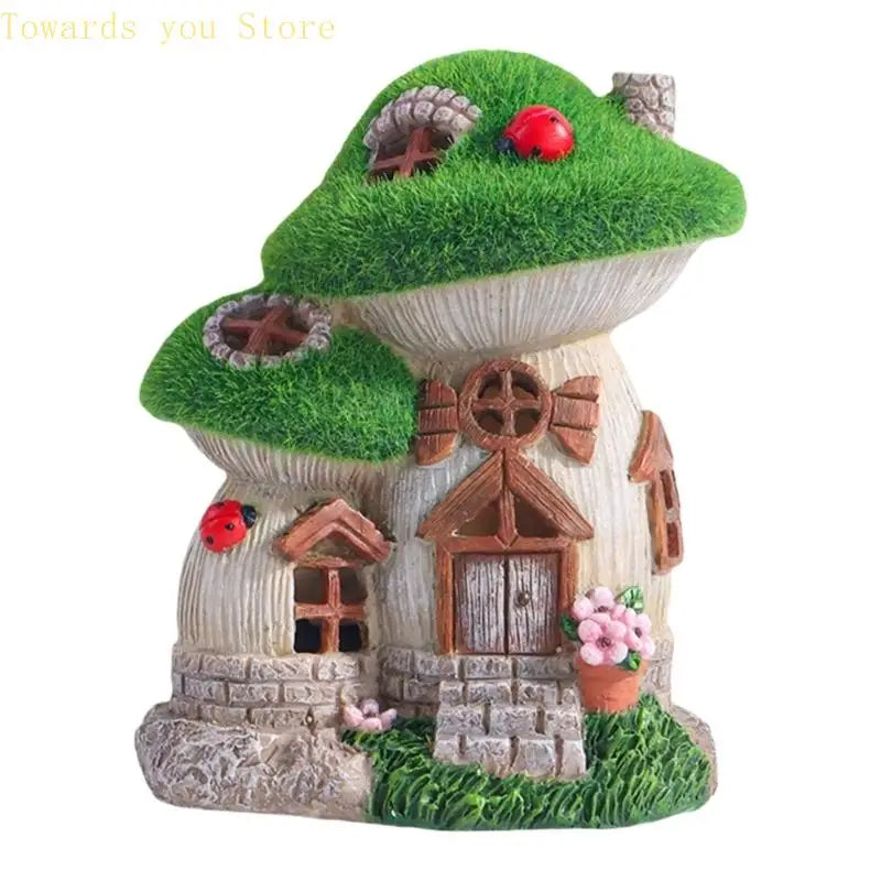 LUMORA Maison de Fée Solaire | Maison Champignon en Résine | Résistante aux Intempéries & Éclairage LED | Décoration de Jardin 18 × 16 × 11 cm