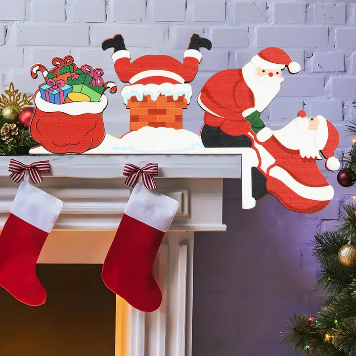 Décoration en Bois de Noël FrostiHome | Père Noël & Bonhomme de Neige | Plaque de Porte & Décoration d'Angle en Bois | Noël & Nouvel An 2026