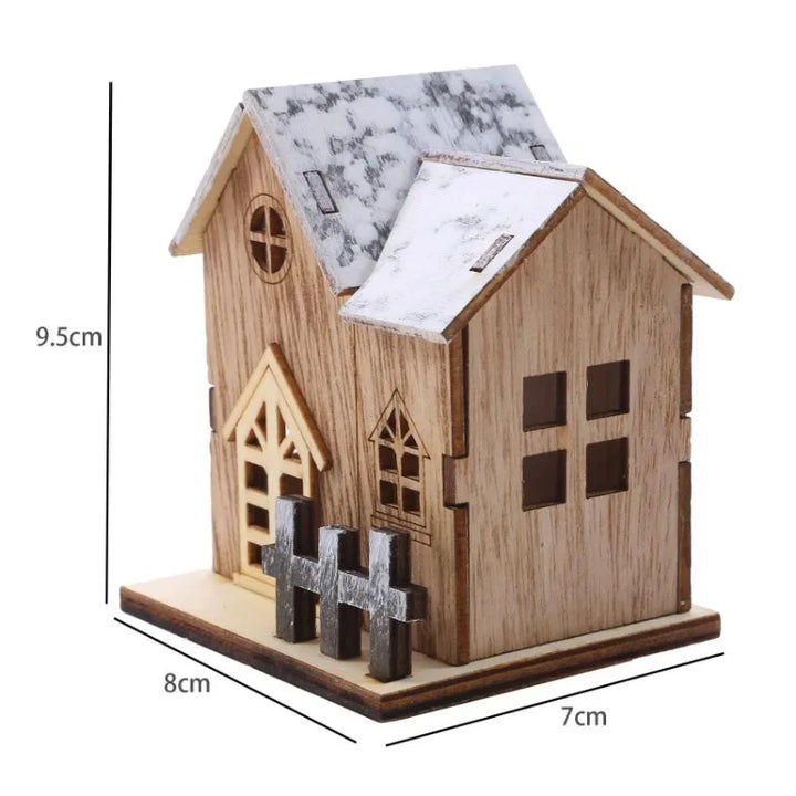Maison en bois LED WinterLicht | Mini village de Noël | Décoration en bois lumineuse | 8×7×9,5 cm