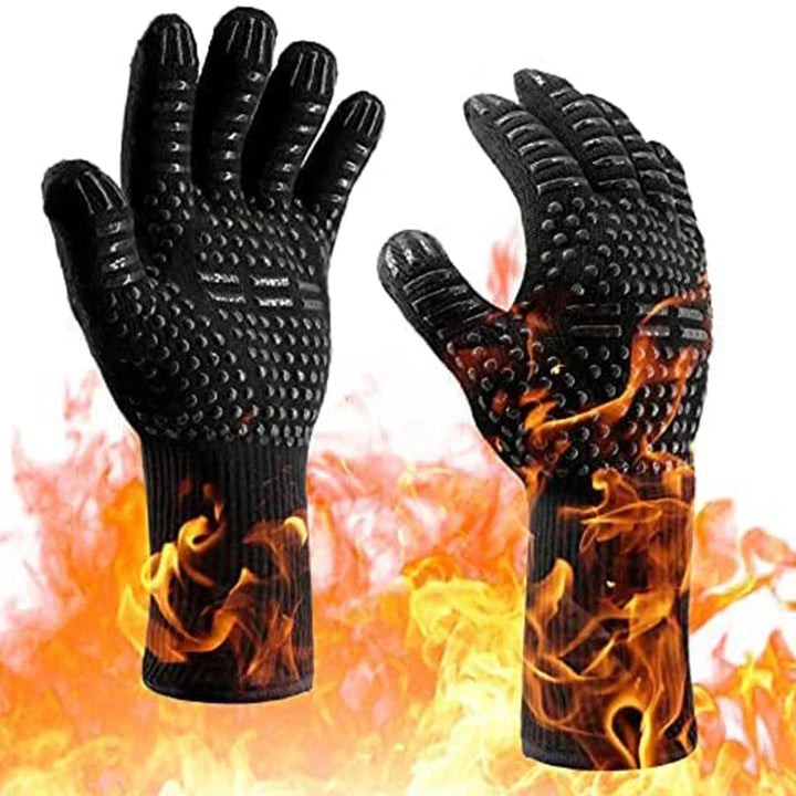 ThermaGrip Gant de Grill Résistant à la Chaleur | Silicone & Coton | Antidérapant & résistant au feu jusqu'à 800 °C | Pour Grill, Four & BBQ | 1 pièce