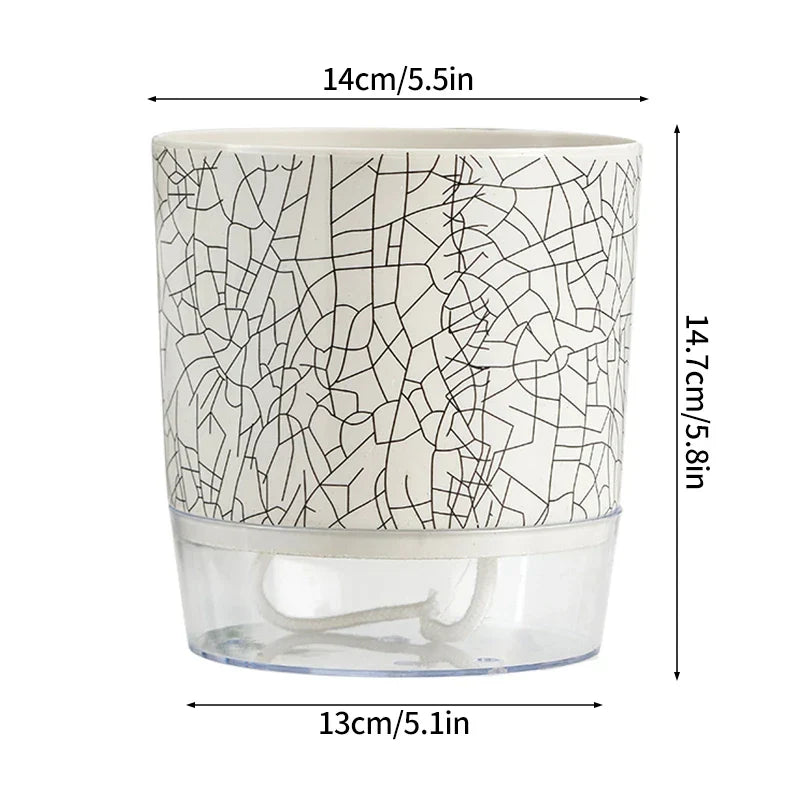FLORANO Pot de Fleurs | Plastique avec Réserve d'Eau | Amovible | Design Ice-Crack & Zebra
