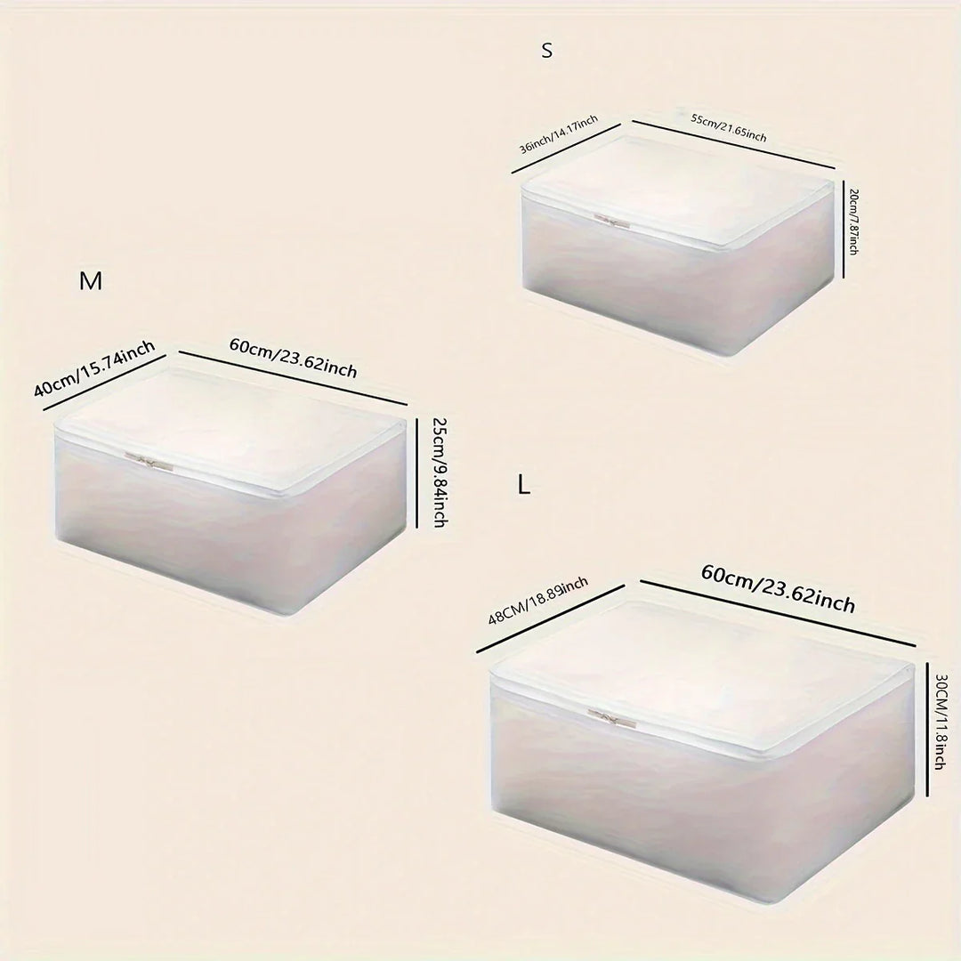 Sac de rangement Stowella | Avec couvercle zippé | Boîte à vêtements et linge de lit pliable | Protection contre la poussière et l'humidité