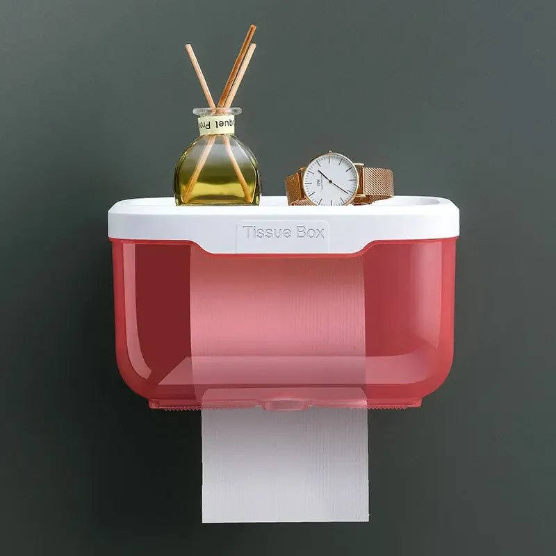 Support de papier toilette mural | Avec étagère et boîte étanche | Moderne et gain de place