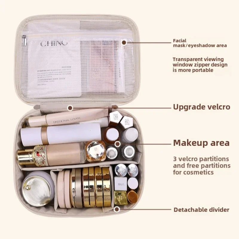 VELINIA Trousse de maquillage pour femmes | Grande capacité | Résistante à l'eau & Luxueuse | Cuir PU