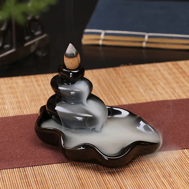 RauchHarmonie  Fontaine à encens à reflux | Céramique | Décoration Zen | Méditation & Yoga | Fait main